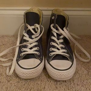 Navy blue high top converse